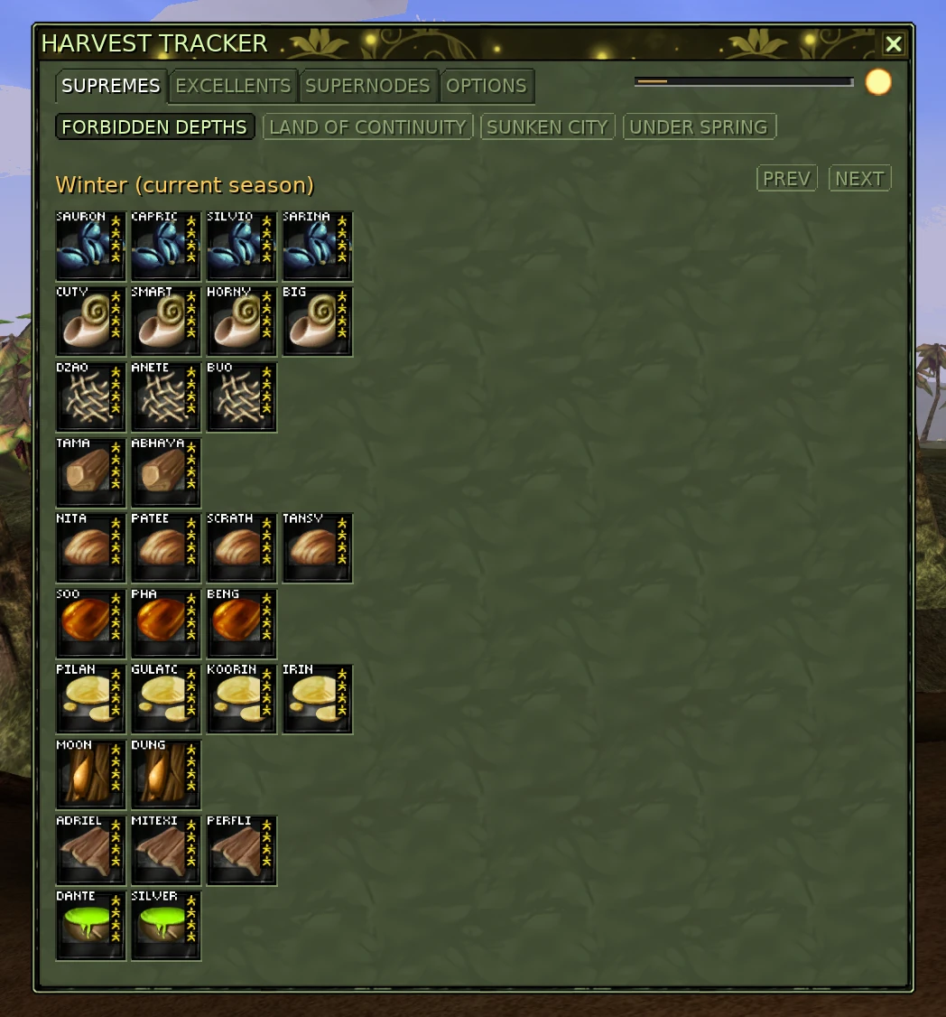 Harvest Tracker in the game